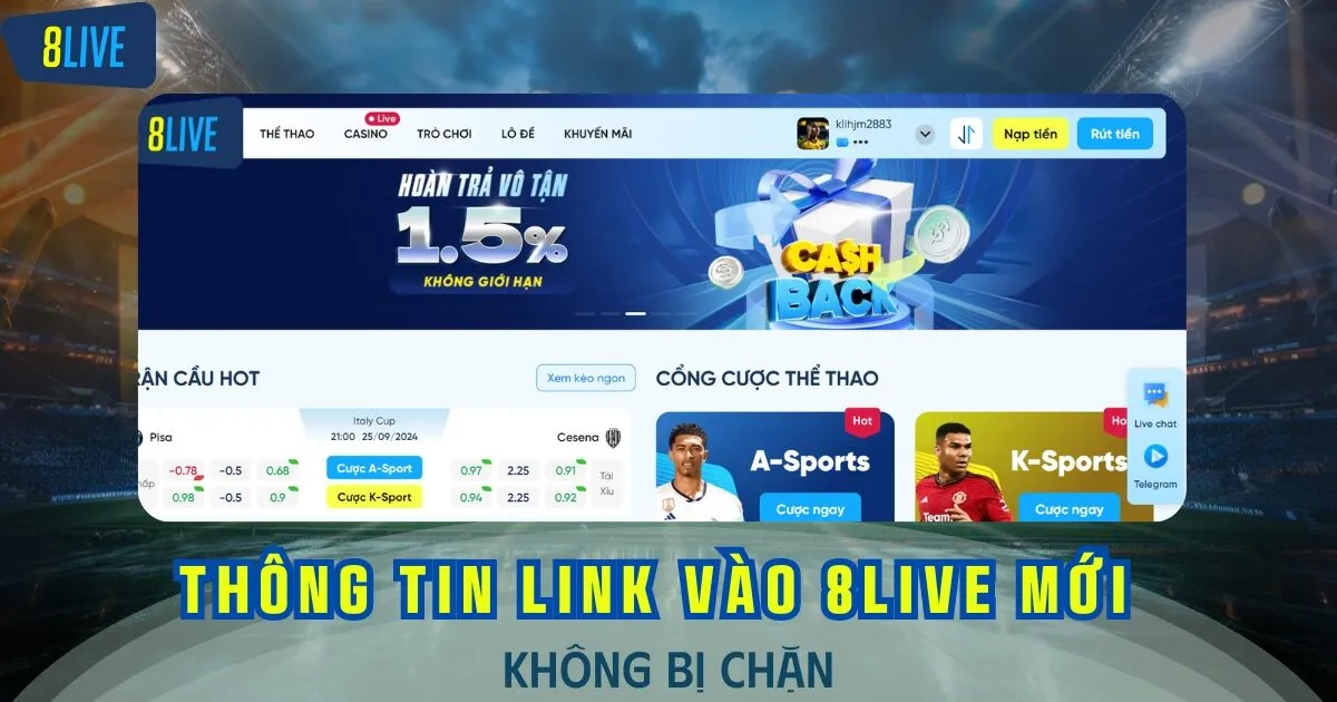 Chia sẻ link truy cập nhà cái 8LIVE mới và an toàn nhất 2024