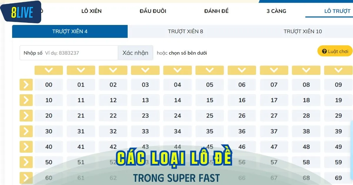 Điểm danh 6 loại lô đề trên hệ thống Super Fast